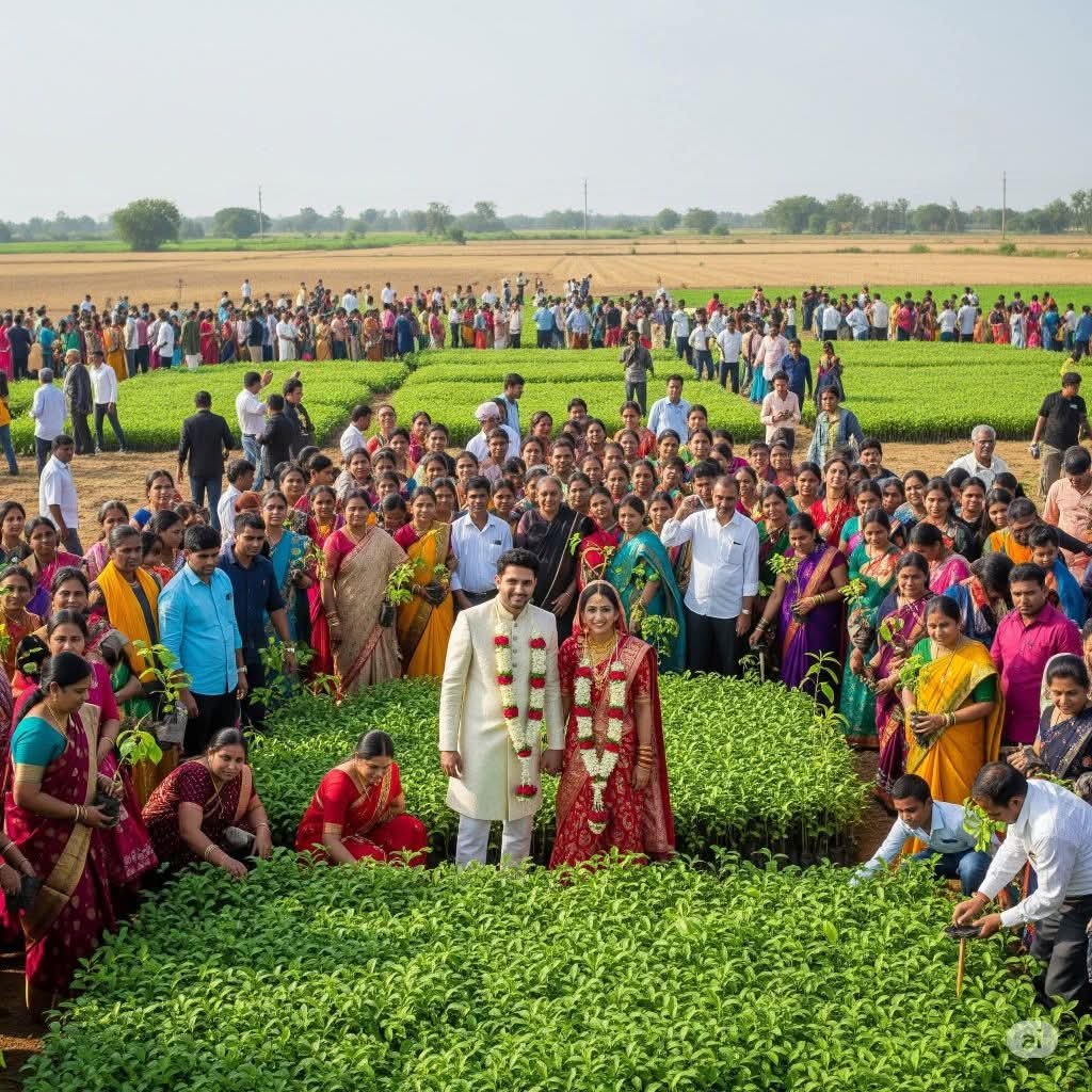 திருமணத்திற்காக 4000 மரக்கன்றுகளை நட்ட ஜோடி!